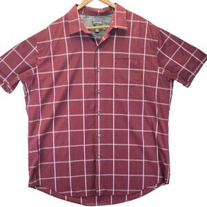 Van Heusen Mens XL Red Plaid Short Sleeve Button-Up Shirt